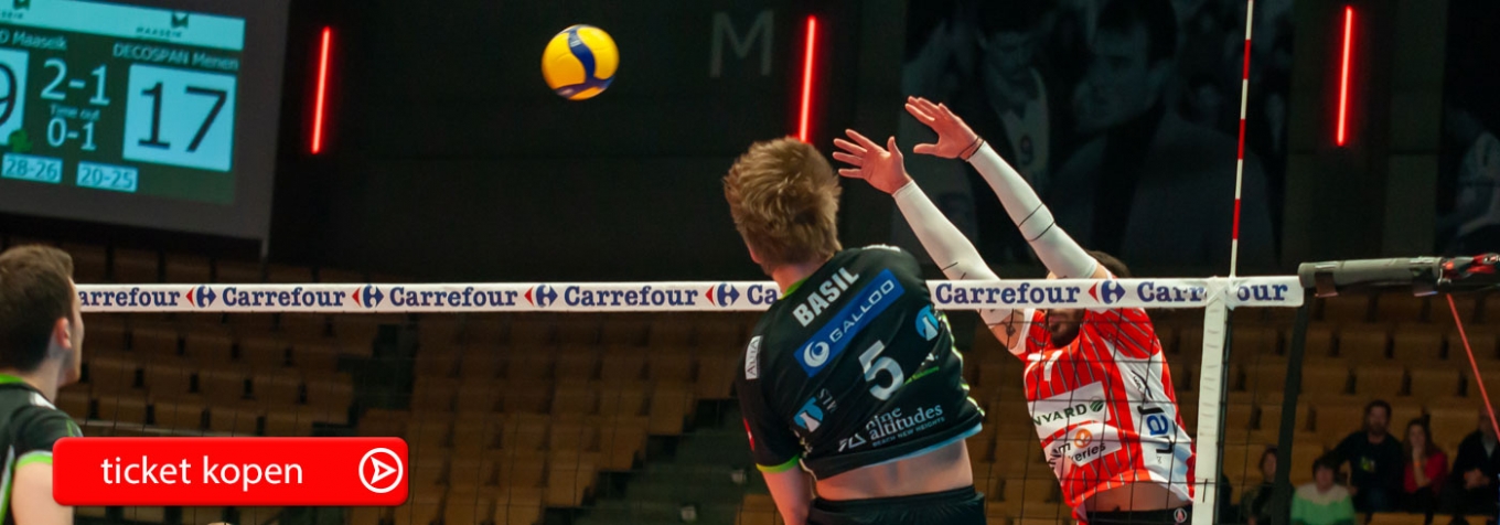 <p style="text-align: left;"><span style="font-size: 14pt;">&nbsp;&nbsp; <strong>Play-offs LOTTO Volley League</strong></span></p>
<p style="text-align: left;"><span style="font-size: 14pt;"><strong>&nbsp;&nbsp; <br /></strong></span></p>
<p style="text-align: left;"><span style="font-size: 14pt;"><strong>&nbsp;&nbsp; VC GREENYARD Maaseik</strong></span></p>
<p style="text-align: left;"><span style="font-size: 14pt;"><strong>&nbsp;&nbsp; vs</strong></span></p>
<p style="text-align: left;"><span style="font-size: 14pt;"><strong>&nbsp;&nbsp; Decospan Menen</strong></span><span style="font-size: 14pt;"><strong> <br /></strong></span></p>
<p style="text-align: left;">&nbsp;</p>
<p style="text-align: left;"><span style="font-size: 14pt;"><strong>&nbsp;&nbsp; Woe 22 maa - 20u30</strong></span></p>
<p style="text-align: left;"><span style="font-size: 14pt;"><strong>&nbsp;&nbsp; @STEENGOED Arena</strong></span></p>